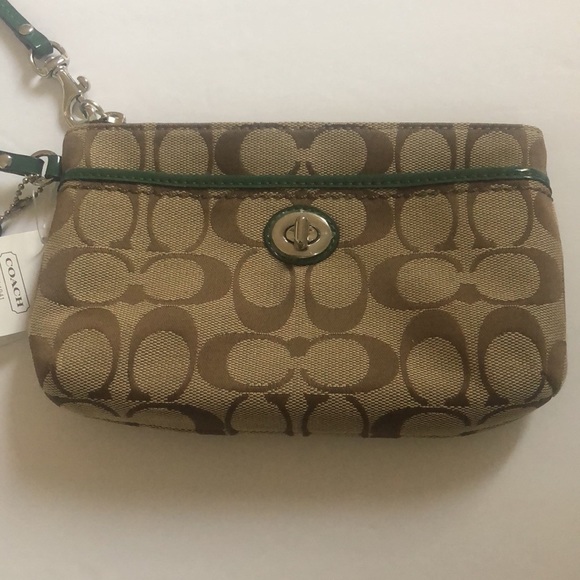 Coach Park Signature Medium Wristlet in Khaki & Ivy (Green) - Picture 2 of 16
